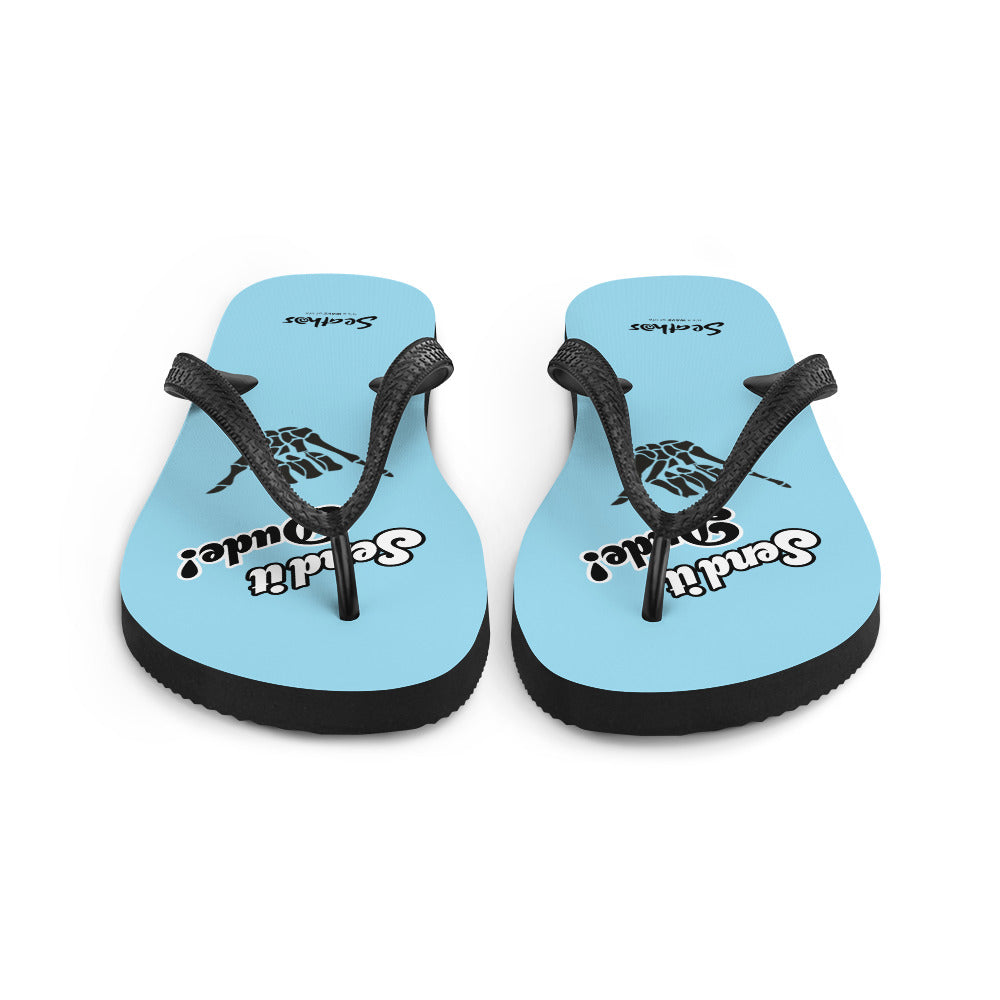 Seathos Men’s Light Blue Send It Dude Flip-Flops