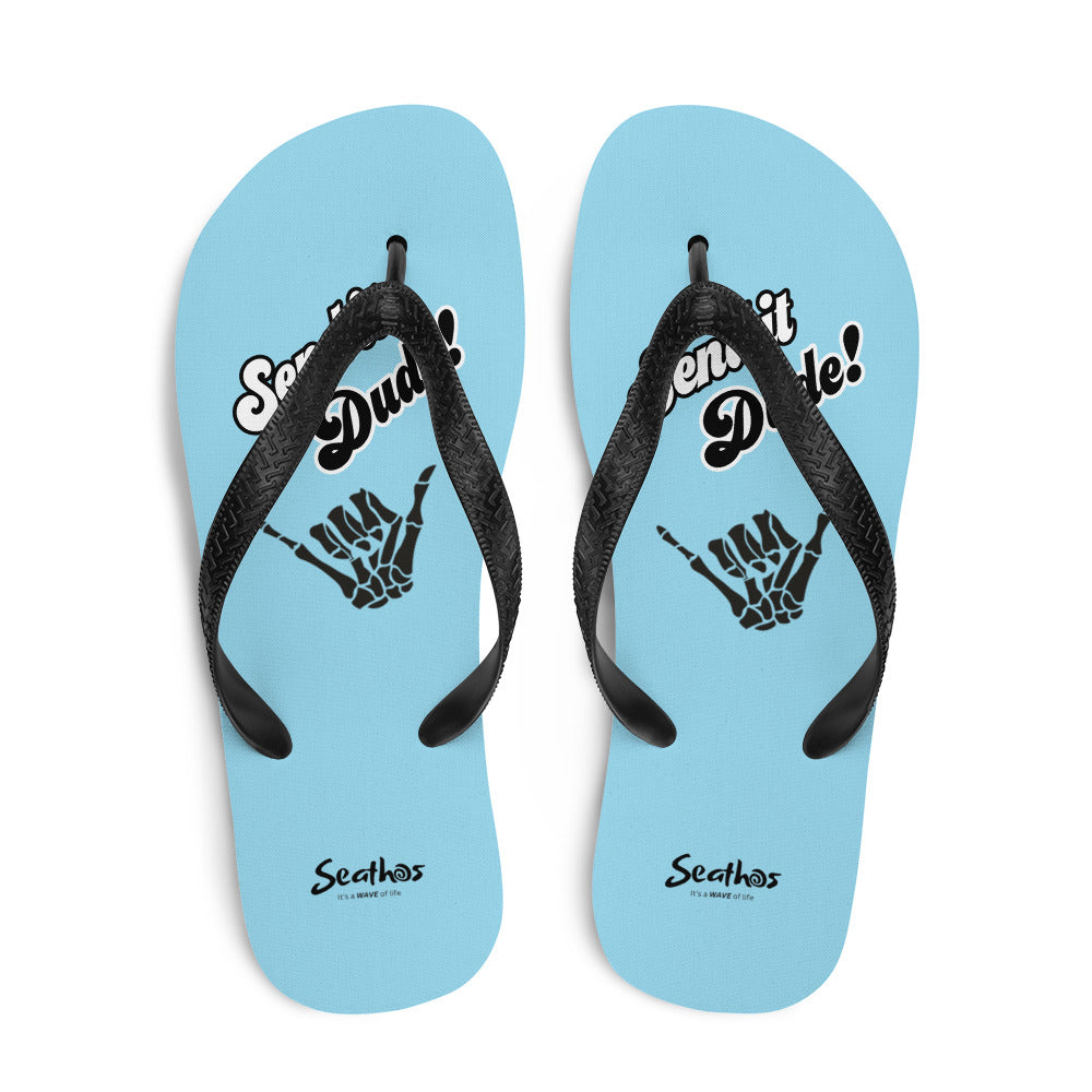 Seathos Men’s Light Blue Send It Dude Flip-Flops