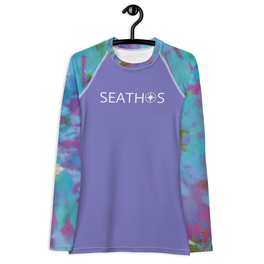 Seathos Women's Purple Tie-Dye Rash Guard
