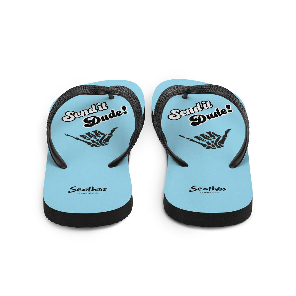 Seathos Men’s Light Blue Send It Dude Flip-Flops