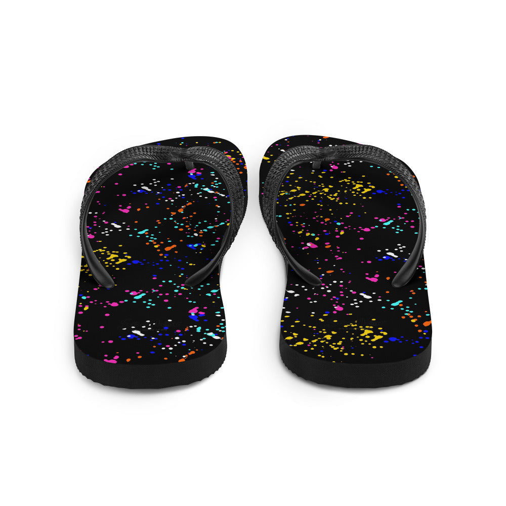 Seathos Men’s Black Paint Splatter Flip-Flops
