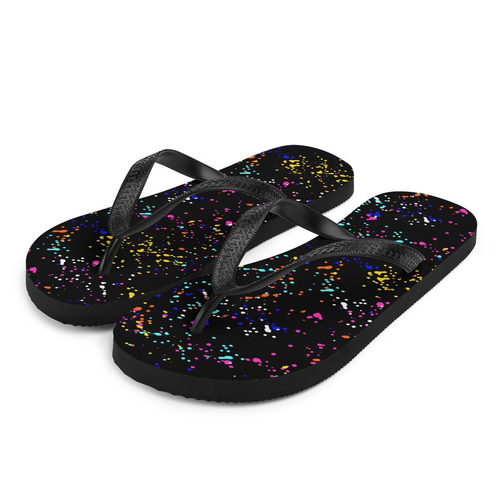 Seathos Men’s Black Paint Splatter Flip-Flops