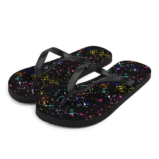Seathos Men’s Black Paint Splatter Flip-Flops
