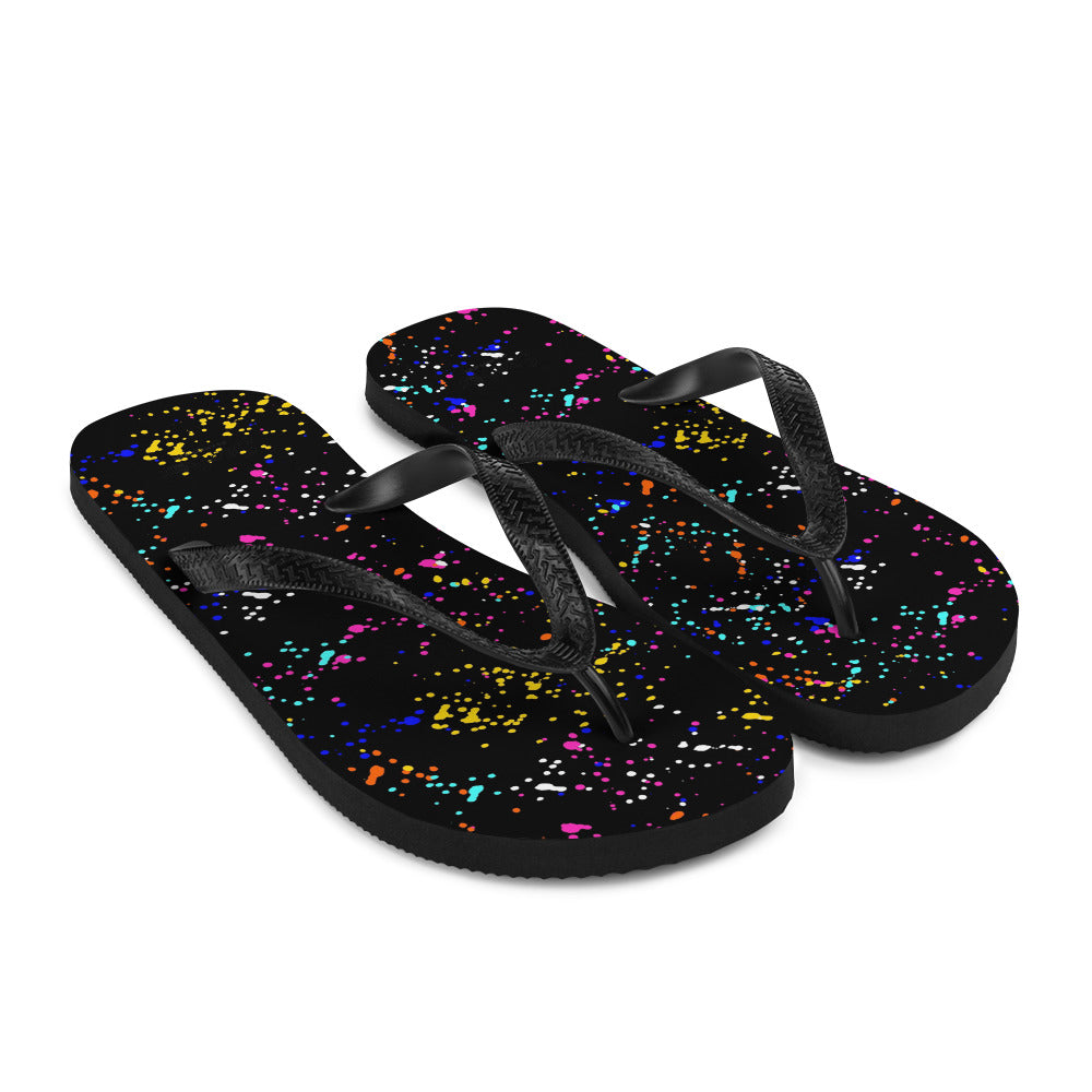 Seathos Men’s Black Paint Splatter Flip-Flops