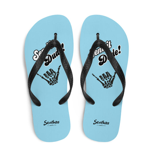 Seathos Men’s Light Blue Send It Dude Flip-Flops