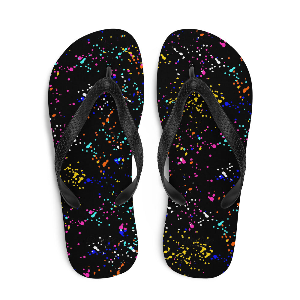 Seathos Men’s Black Paint Splatter Flip-Flops