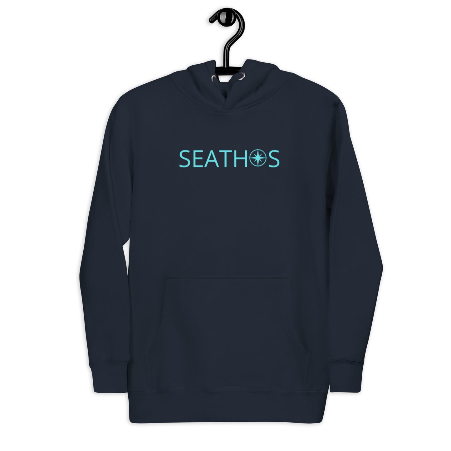 Seathos Men’s Logo Hoodie- Navy/Lt Blue