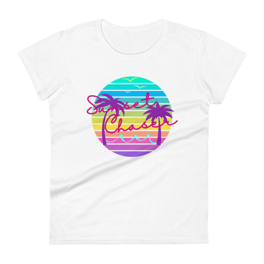 Seathos Women's Sunset Chaser Fitted T-Shirt- White